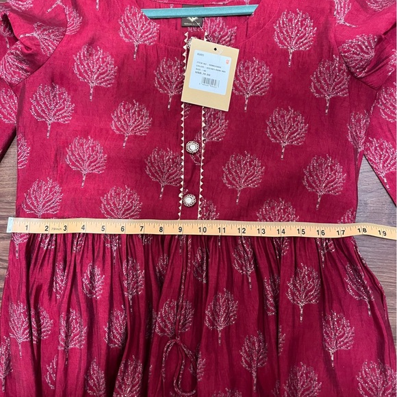NWT Printed Party Wear Kurti in Wine Maroon Rayon Dress Size 40 - Picture 10 of 10